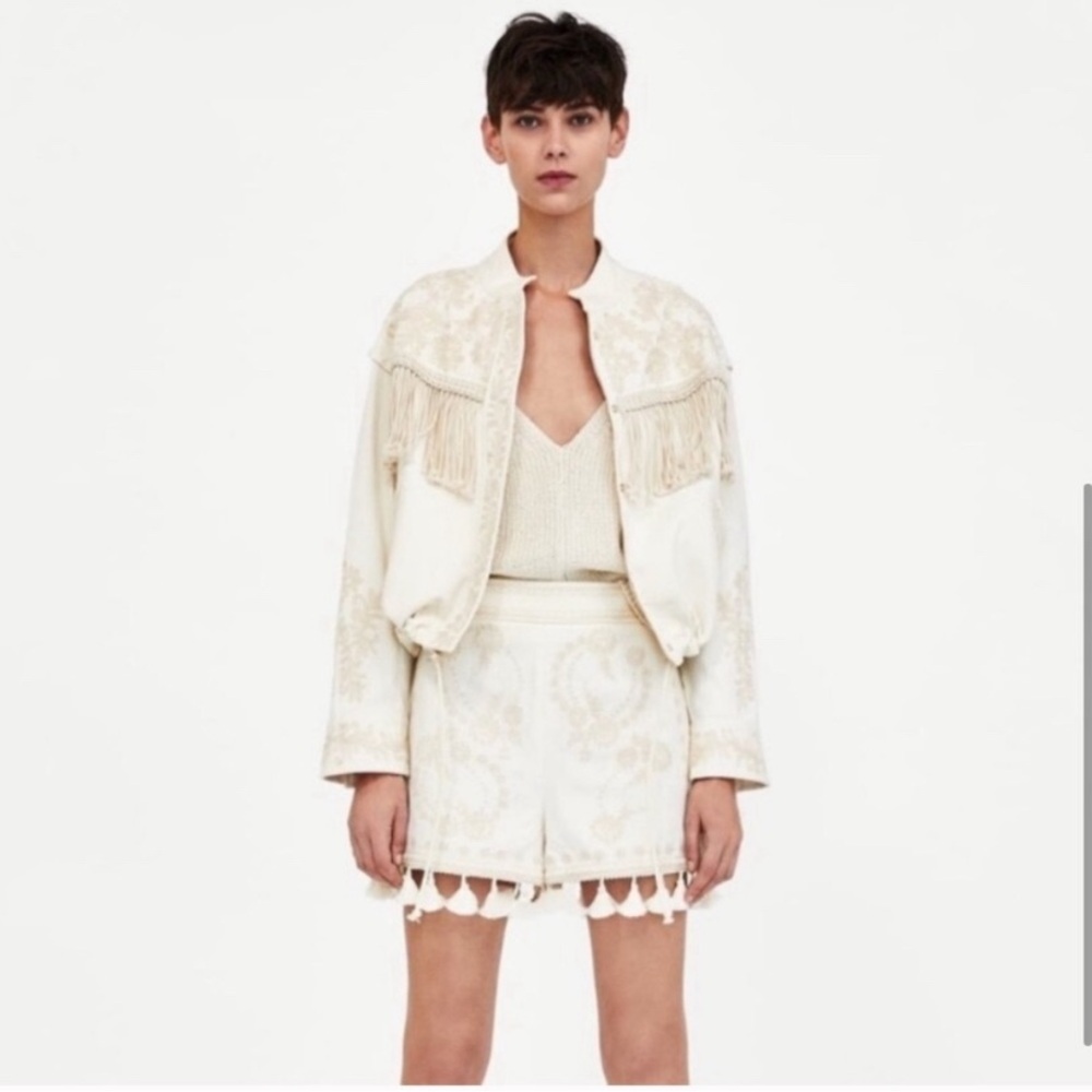 Zara Tassels and Embroidery Western Short and Jacket Set